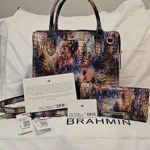 Brahmin Artistic Purple and Orange Satchel